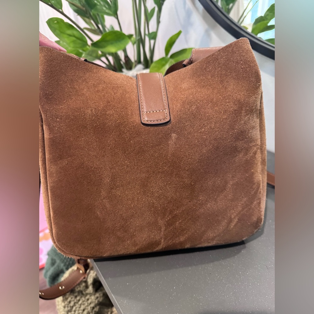 Coach Hadley Suede Crossbody in Chestnut Brown with Gold Hardware - Picture 2 of 7